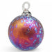 Decorative glass ornament with a multicolored pattern on a white background