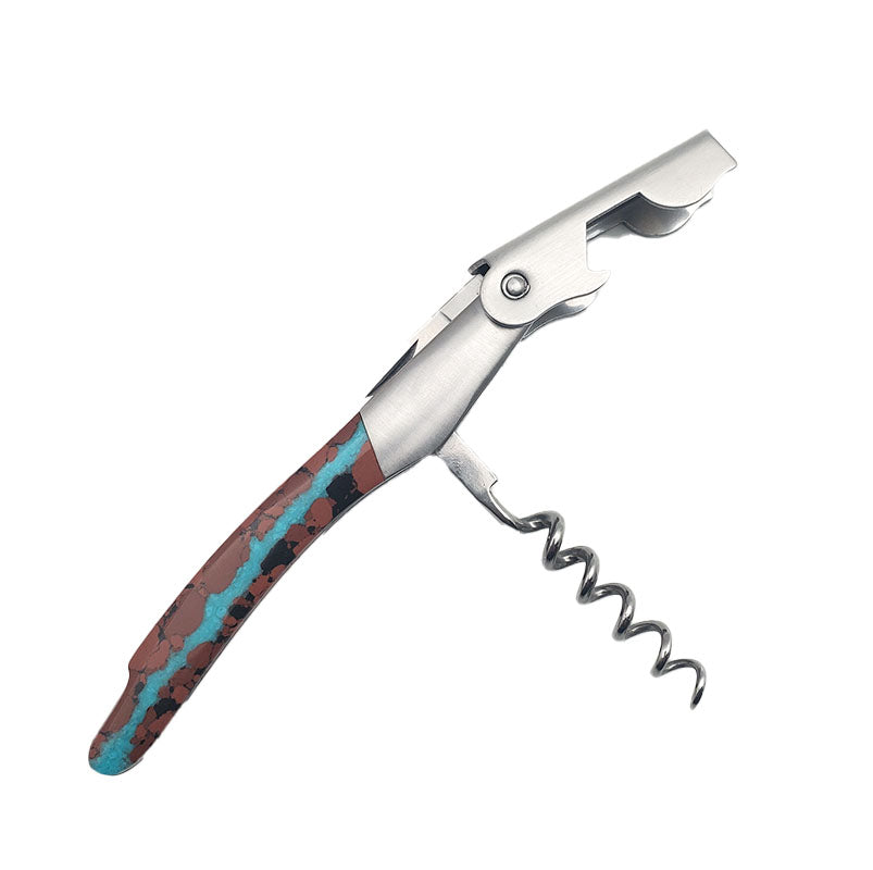 vein turquoise waiter's knife with corkscrew open