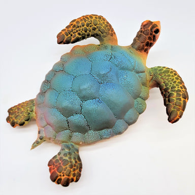 ceramic green turtle fired in a wood kiln