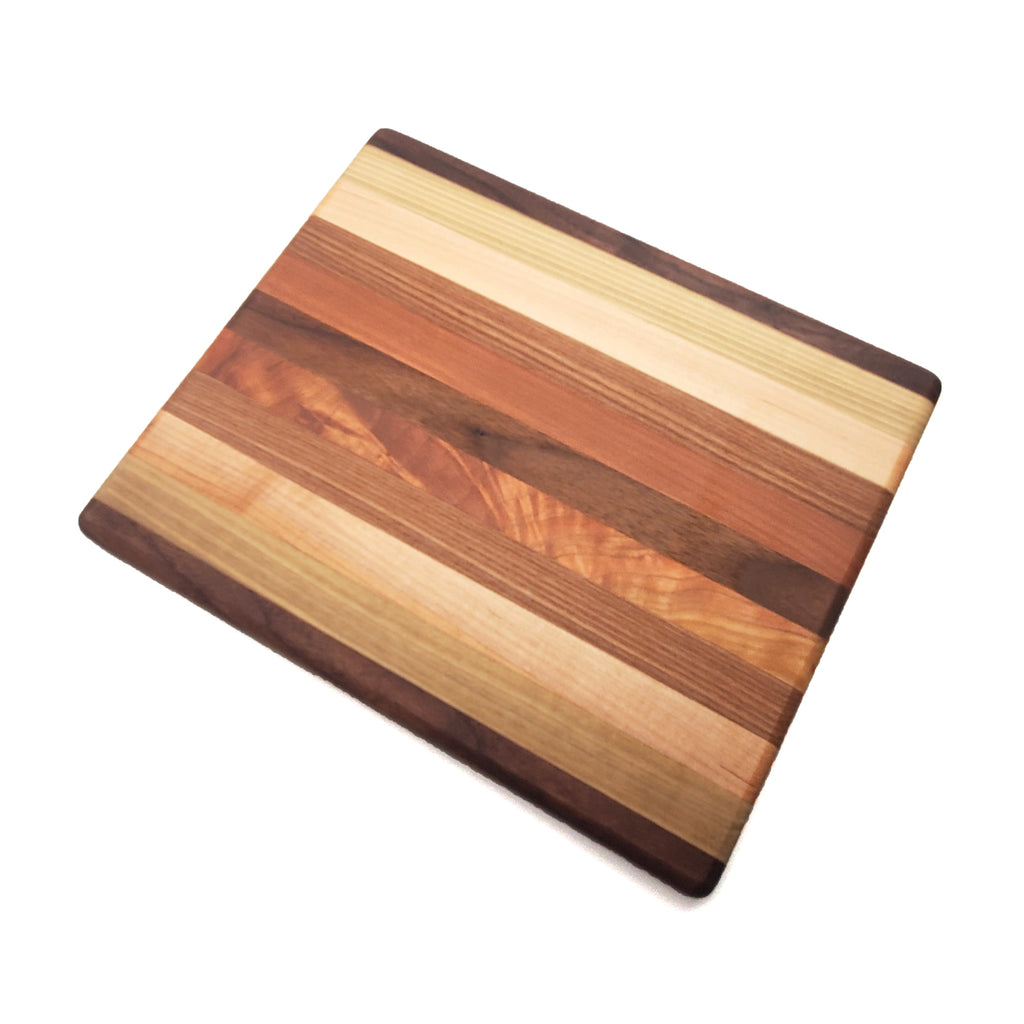 Cara Modern Classic Brown Wood White Handle Rectangular Cutting Board -  Small