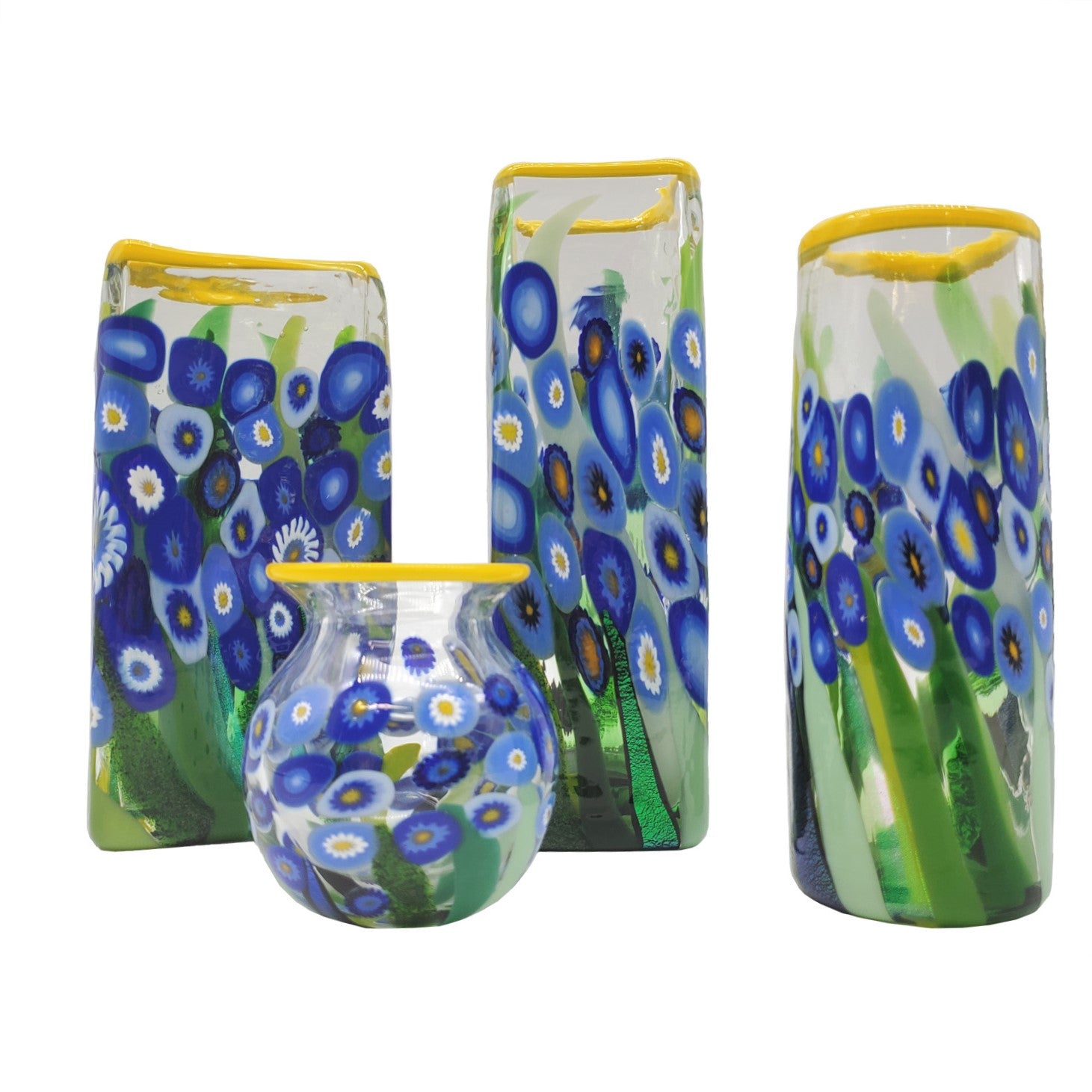 Glass Vase - Blue Flowers