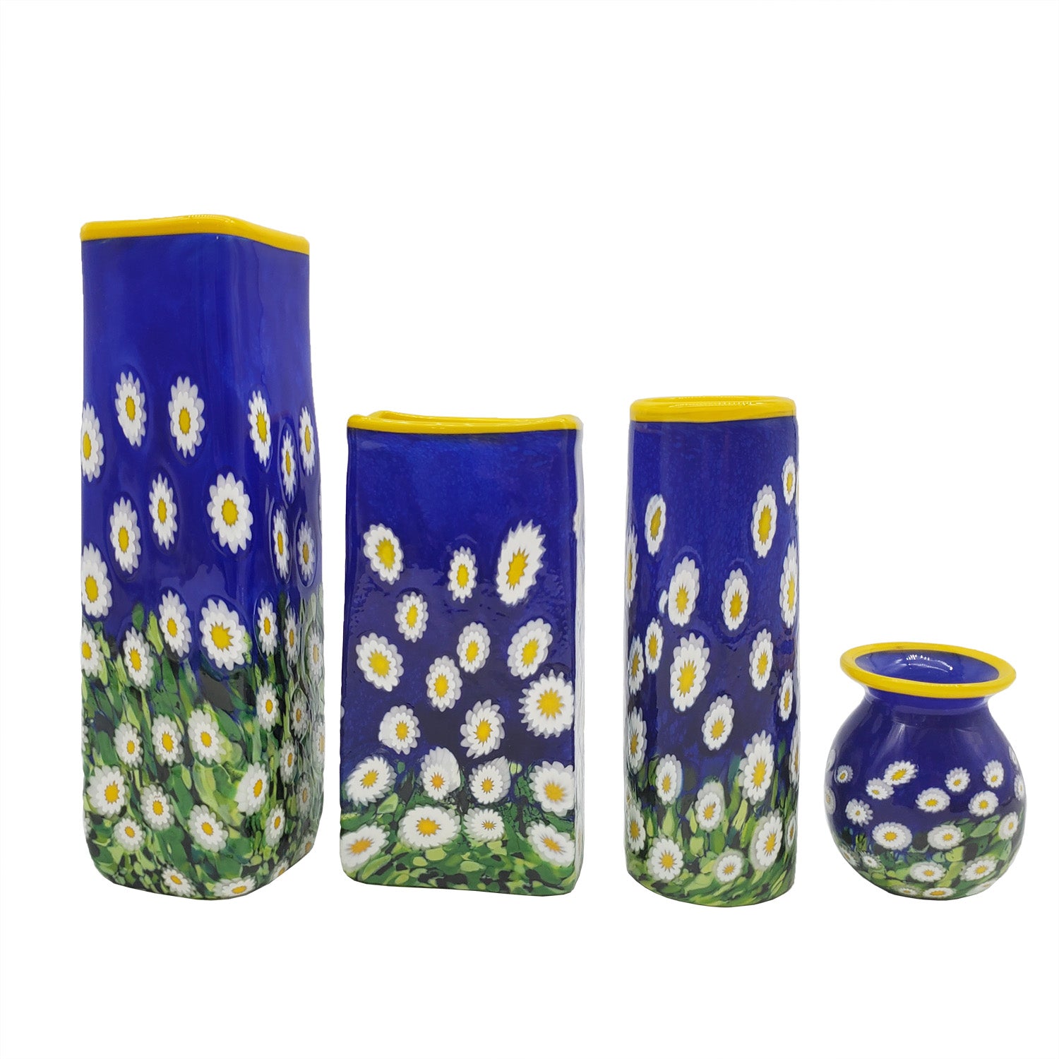 Glass Vase - Dasies with Dark Blue Skies