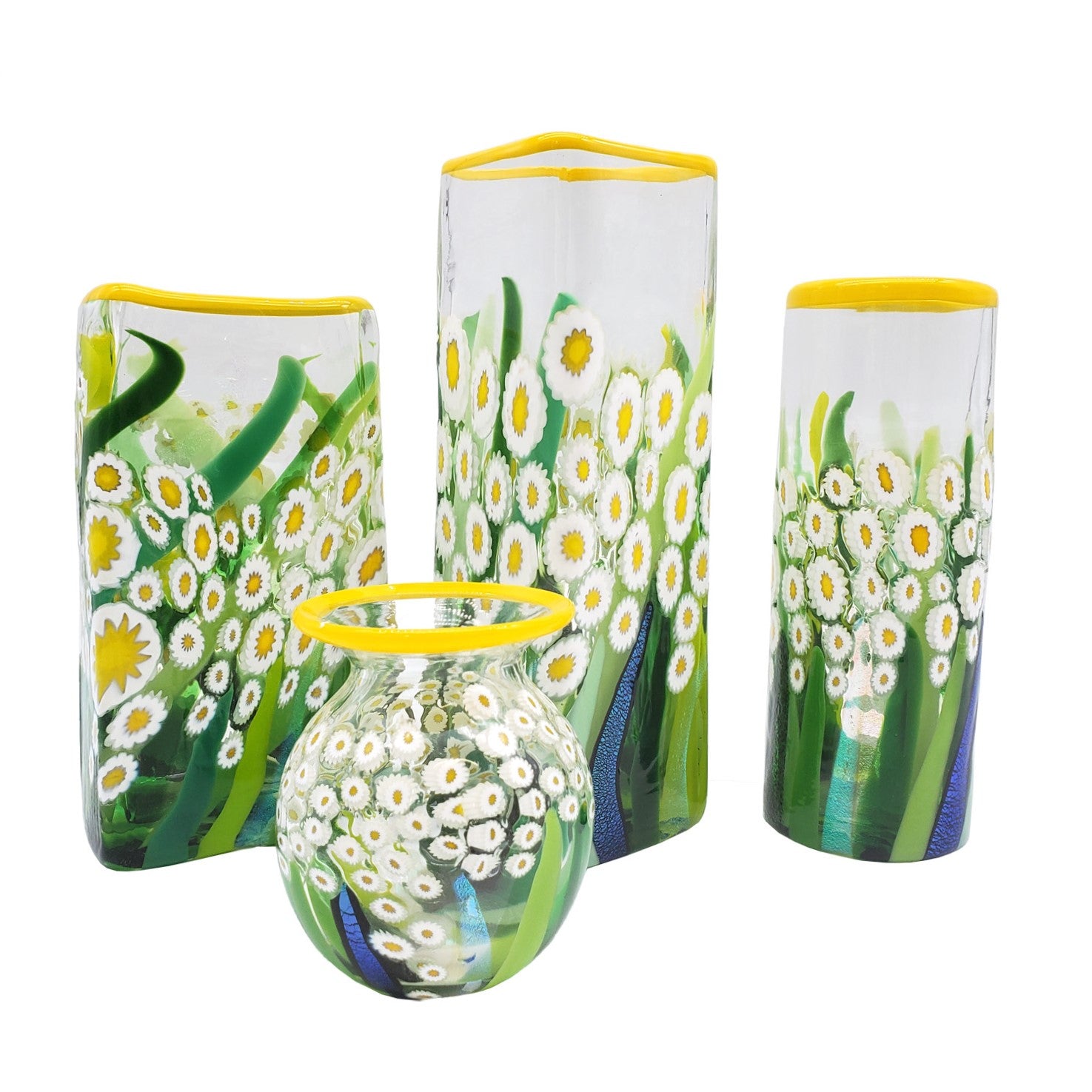 Glass Vase - Daisies with Clear Skies