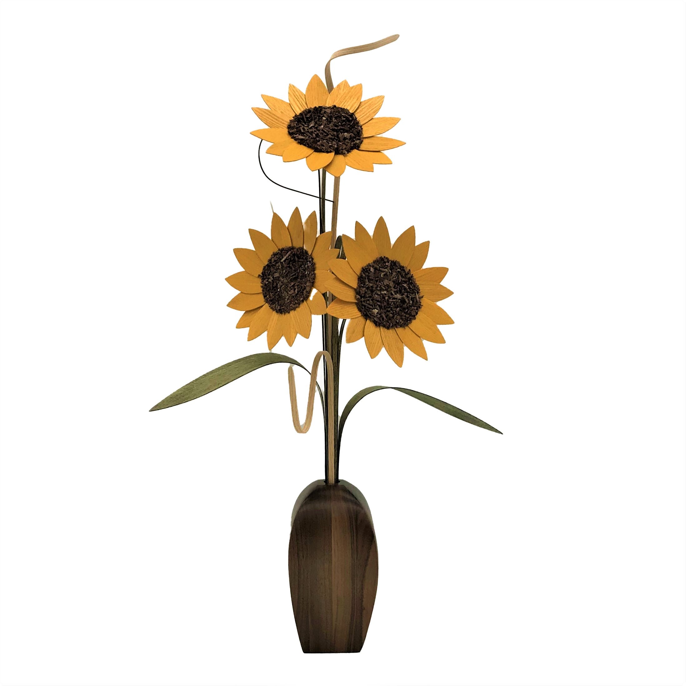 Wood Wildflowers - Walnut Expressions Vase with Three Flowers