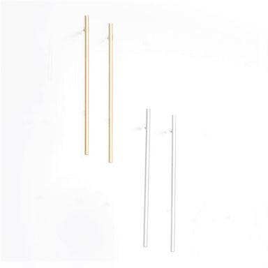 Two pairs of elegant ear studs, one with a gold finish and the other with a silver finish, displayed against a white background.