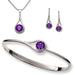 a collection of sterling silver mix and match jewelry with amethyst gemstones