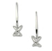 A pair of sterling silver dangling earrings with an innovative heart, 'O', and 'X' design, approximately 1 3/8 inches long.