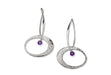 handcrafted sterling silver elliptical earrings with amethyst gemstones