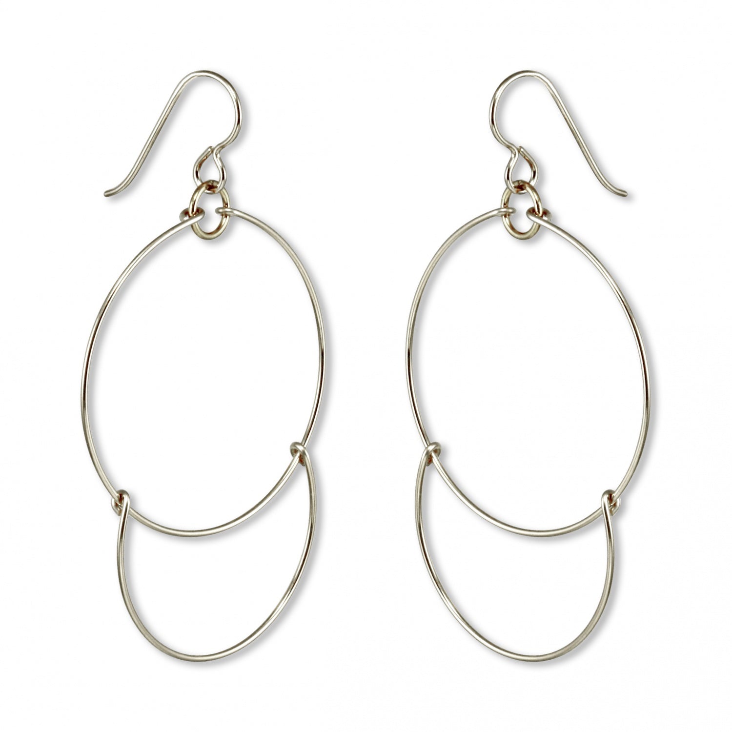 handcrafted silver earrings in a double-loop style