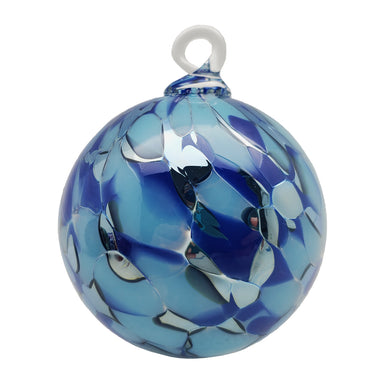 handcrafted glass dappled blue ornament
