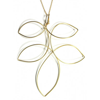 a gold-fill necklace inspired by the natural shape of leaves