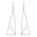 A pair of contemporary geometric inspired triangle earrings made of sterling silver wire.