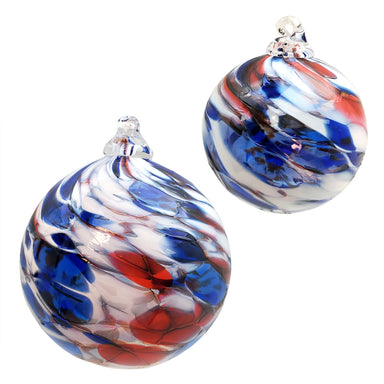 celebrate liberty with red, white, and blue hand-blown glass ornaments