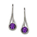 purple amethyst gemstones set in sterling silver handcrafted earrings