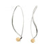 A pair of sterling silver dangle earrings with 14K gold ball accents and French back ear wire hooks.