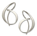 A pair of sterling silver hoop earrings with a design that resembles a musical note.