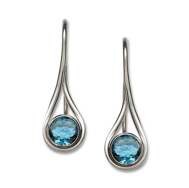 desire sterling silver earrings with a blue topaz accent gemstone crafted by el designs