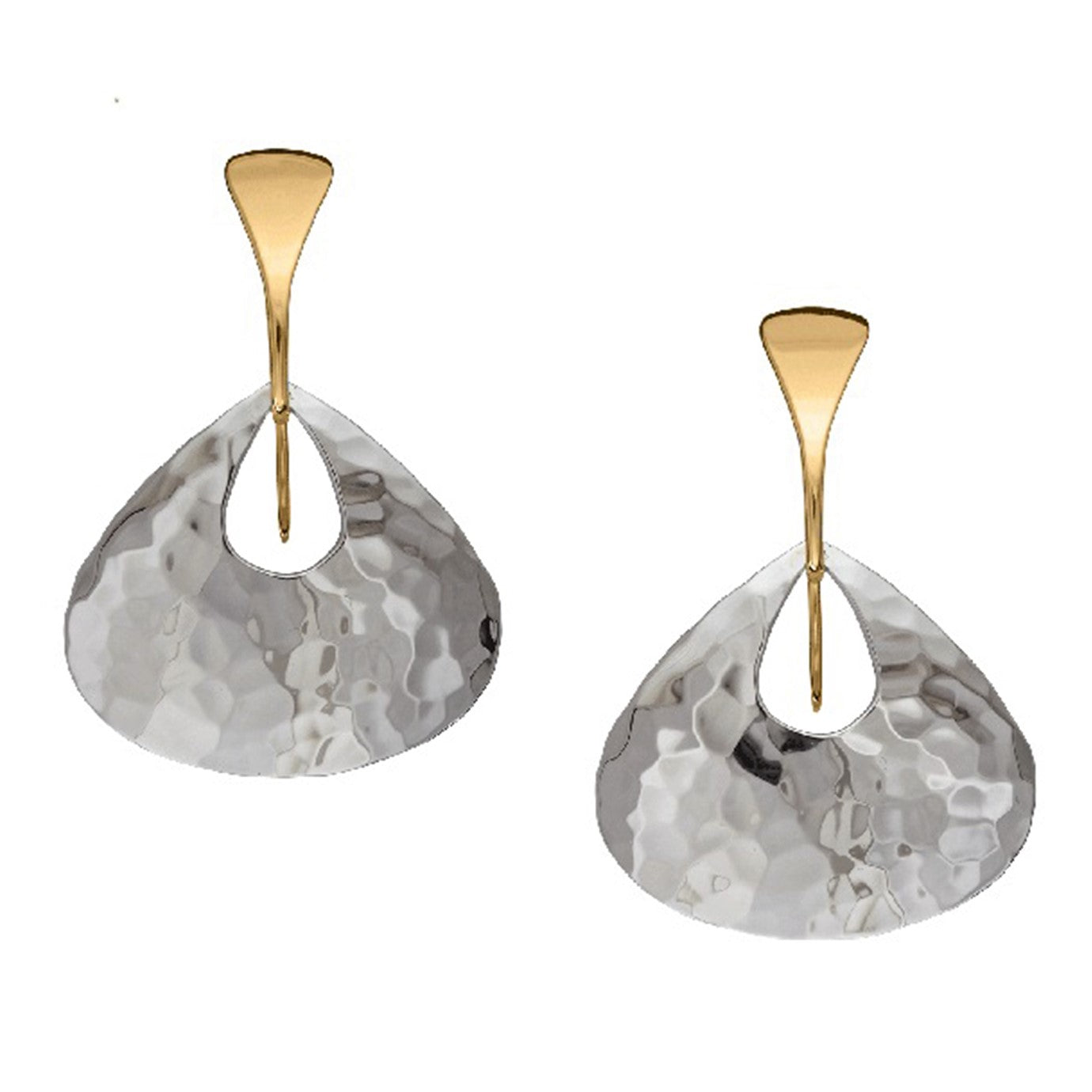 sterling silver and 14K gold earrings hand-hammered modern design