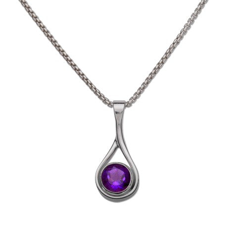sterling silver pendant featuring a stunning amethyst gemstone on an 18" sterling silver chain